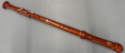 B and H (Boosey and Hawkes) wooden bodied bass recorder