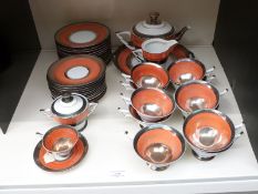 Bavarian tea set overlaid with Sterling silver