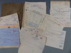 Quantity of receipts and paperwork relating to Grist & Co. Ltd, Inchbrook near Stroud, including
