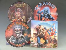 Iron Maiden - The Trooper (12EM662) 12 inch picture disc. Somewhere In Time (EMC3512-P) album