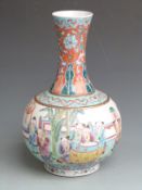 Chinese famille verte pedestal vase, 36cm tall