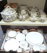 Portmeirion Botanic Garden dinner and teaware, mostly six place settings, six storage jars, large