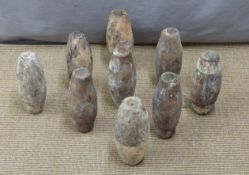 Nine wooden skittles