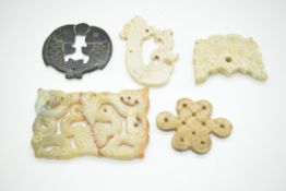 Five Chinese hardstone archaic pendants