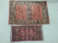 Two small rugs, one 130cm x 88cm, the other 95cm x 50cm