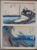 Two 19th/20thC Japanese woodblock prints, in one frame 46 x 36cm