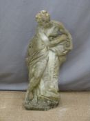 A garden statue of a lady with water jug, H77cm
