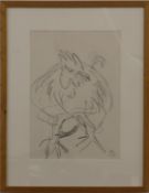 Paul Deacon pair of pencil drawings of chickens, both initialled, 40 x 28cm, one with label 'Old