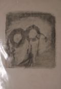 Thirteen charcoal and similar drawings and sketches including male nudes, artist at their easel,