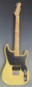 Fender Squier, electric lead / rhythm guitar in blonde lacquered finish with black scratch plate,