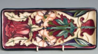 Moorcroft  pen tray signed to base and dated 2000 with box, 20 x 9cm