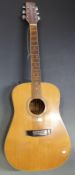 Jasmine 6 string acoustic guitar, model FS60 by Takamine,  fitted with steel strings and electric