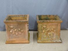 Two square terracotta garden jardinieres, H50 x W50cm