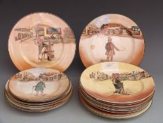 Seventeen Royal Doulton Dickens Series Ware plates, largest diameter 27cm