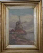 Ivan Weber print windmill with figures, in gilt frame, 42 x 29cm
