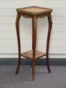 19th or early 20thC French gilt metal mounted jardiniere stand, the top having parquetry inlay,