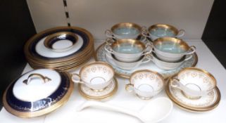 Aynsley dinnerware decorated in the Georgian pattern together with other Aynsley ware with turquoise