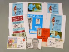 A collection of Geoff Hurst signed memorabilia including West Ham and England programmes, first
