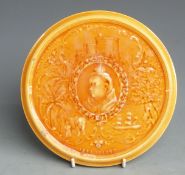 Minton Hollins and Co relief moulded Queen Victoira teapot stand 'Commemorating Her Record Reign