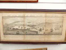A 18thC Buck engraving 'The South Prospect of Dover in The County of Kent', 36 x 88cm