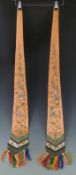 Pair of 19th/20thC Chinese decorative sashes with figural decoration, L115cm
