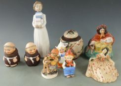 Chinese crackle glazed ginger jar and figure, Nao, Goebel Hummel, Wade cellulose and Staffordshire