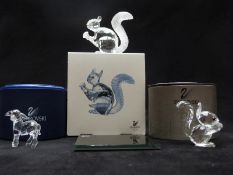 Three Swarovski Crystal cut glass animals comprising 10th anniversary edition The Squirrel, Squirrel