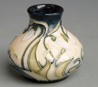 Moorcroft miniature vase decorated with snowdrops and dated 2001, H5.5cm