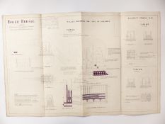 Tower Bridge, London, Victorian architect's or civil engineering drawing depicting the roller