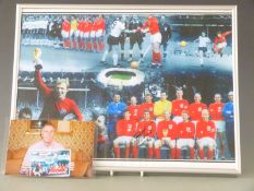 1966 England World Cup photo montage signed by Geoff Hurst, 31 x 41cm with a photo of Hurst