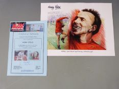 Nobby's 1966 World Cup Winning Celebration Jig!!! print, signed by Nobby Stiles, 30 x 40cm, with