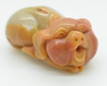Chinese hardstone pig 5.5cm long