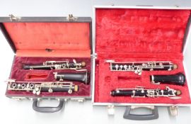 Lewington of London Blackwood oboe, together with a Boosey and Hawkes, London composite bodied