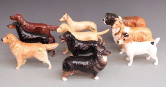 Ten Beswick dogs, tallest 13.5cm