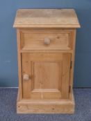 Pine bedside cabinet with drawer and cupboard, W37 x D27 x H61cm