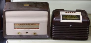 A c1950's His Masters Voice vintage bakelite radio together with a DAC10 Bush example