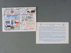 Derby County first day cover signed by George Best, Bobby Charlton, Bobby Moore, Ron Atkinson,
