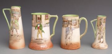Four Royal Doulton Dickens Series Ware jugs, tallest 22cm