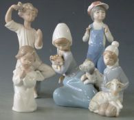 Five Lladro child figures, tallest 21cm