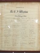 A 1946 signed presentation display signed by Albion Dockyard staff, believed Bristol, 36 x 32cm