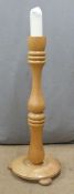 Turned wooden candle stand, height 93cm