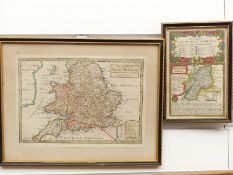 Gloucestershire map Sailsbury to Campden and a map of the South part of Great Britain by Moll, 19