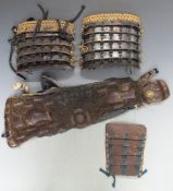 Mixed items of Japanese Edo period yoroi (armour) including Kusazur and sode (shoulder guards), some