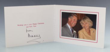 HRH Prince Charles and Camilla photographic Christmas card depicting the couple, signed /