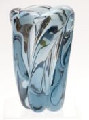 William Wilson for Whitefriars spiral twisted vase, pattern no. 9386 in arctic blue, 19.5cm tall.