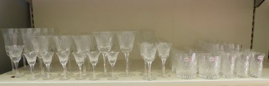 A suite of Royal Brierley York pattern cut glass drinking glasses comprising 10 red wine glasses, 12