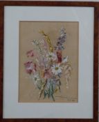 Pair of still life studies of flowers signed André and dated 12 and 13.VI.49 lower right, 30 x 22cm