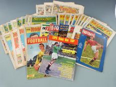 Thirty four magazines and comics including The Hornet, Valiant Scorcher, Tips from the Top, Football