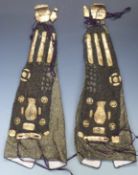 Japanese Edo period gauntlets with chainmail protection, gilded motifs and steel guards, L76cm