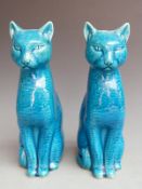 Pair of Portuguese ceramic mantel cats, H24cm